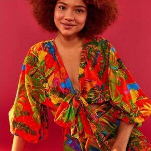Farm Rio Urban Jungle Wrap Top (sz S)
